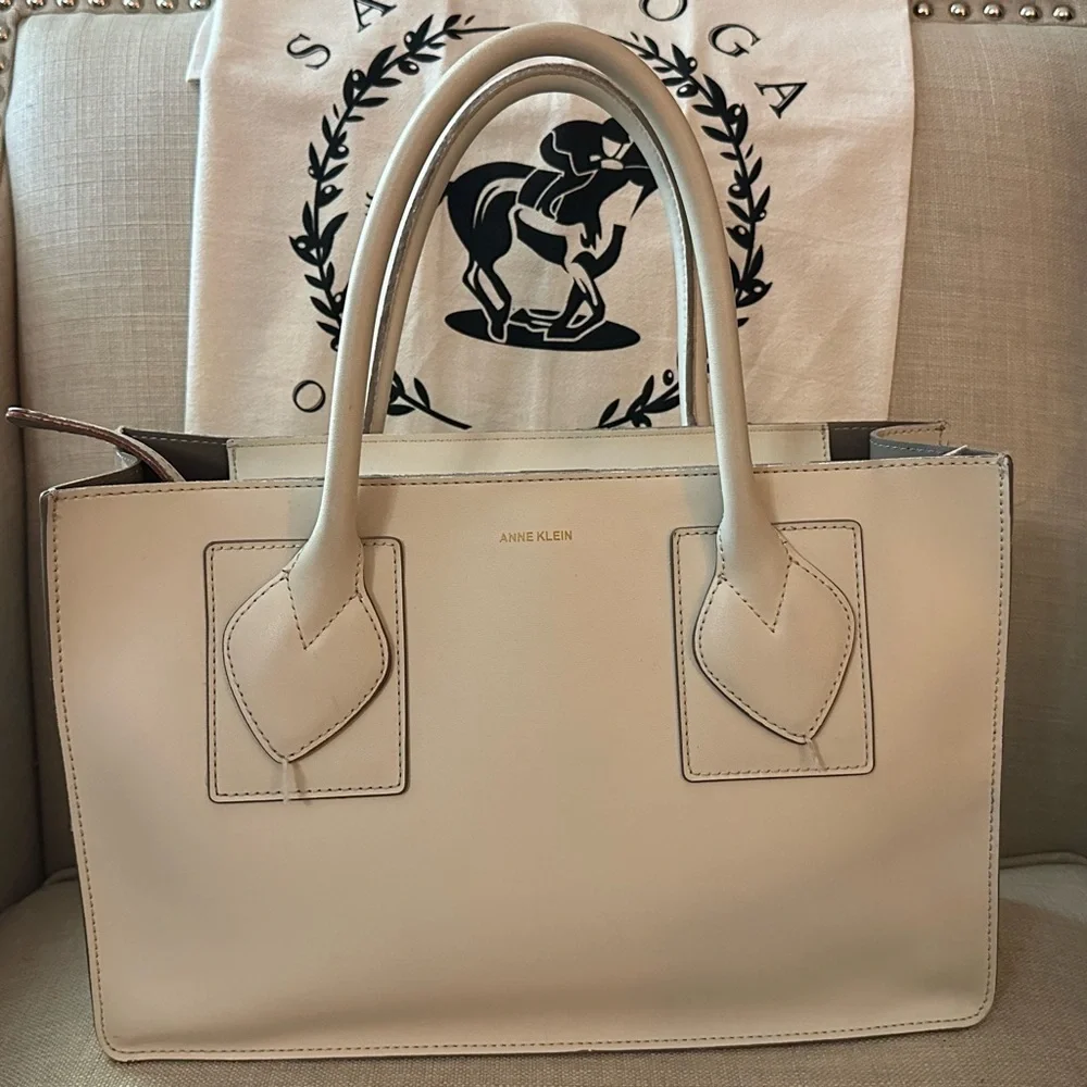 Anne Klein Cream Satchel Structured Design
